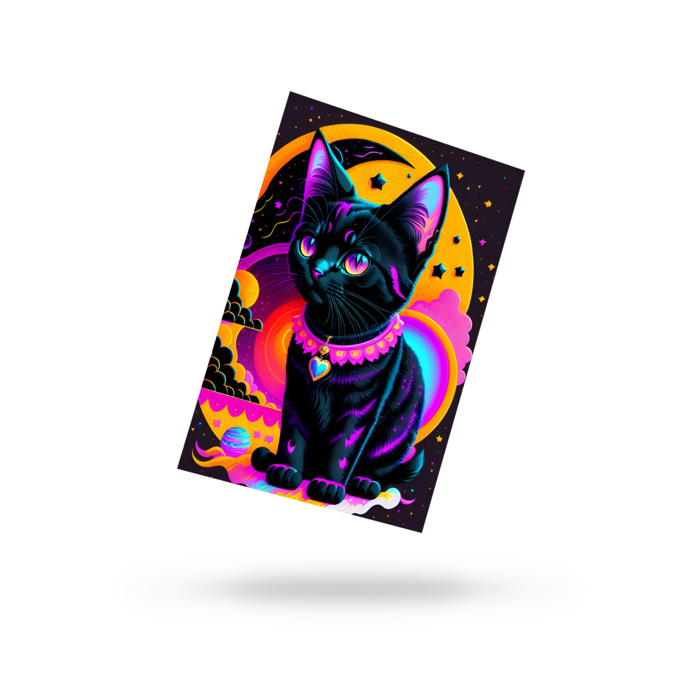 Vaporwave Black Kitten Postcard 4" x 6"